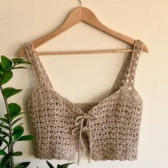Coterie by ash Crochet Crop Top & Matching Skirt Sand Tan Size Small NWOT - Picture 5 of 15